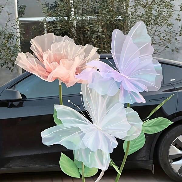 1PC Giant Gauze Butterfly Multi-Color Semi-Transparent Artificial Butterfly For Wedding Decoration Handmade DIY Party Home Celebration Activities Home Decoration Holiday Gifts Room Decor Bedroom Decor Wall Decor