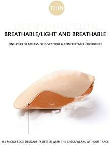 صدريه لاصقة شفافة وبلا مشابك بمقاسات كبيرة للنساء، صدريه لاصقة بظهر مكشوف، سيليكونية جذابة رافعة الصدر لصدر صغير، صدريه بلا حمالات مناسبة للفساتين وفساتين الزفاف - لون مشمشي - مشاهدة 4