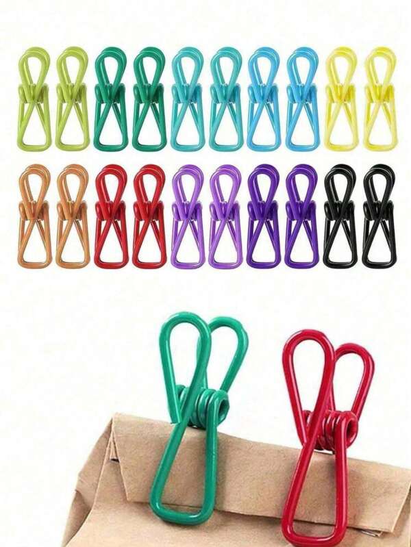 10 piezas de Pinzas para patatas fritas - Pinzas de acero recubiertas de PVC de uso múltiple para sellar paquetes de alimentos, bolsas de patatas fritas, ropa y papel - Paquete de 10 (color aleatorio) Pantalones de vestir, zapatos, vaqueros, botas, faldas, ropa de playa, primavera, minimalista, blusas de verano