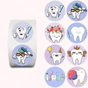 500 张/卷可爱牙刷奖励贴纸卡通贴纸 - 乙烯基贴花，适用于手机、笔记本电脑、礼品盒、水瓶等！