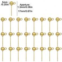 10pcs Stainless Steel Round Ball Earrings Post And Backs, Suitable For DIY Jewelry Making - Gold [BXG63] - View 10