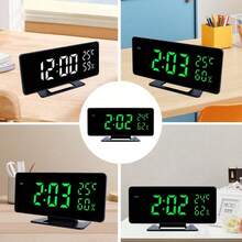 1pc Multi-Function LED Large Display Alarm Clock, Time/Temperature/Humidity All-In-One Display, Desk Clock, DC Powered Home Decor Room Decor - Multicolor - View 7