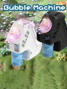 Máquina de burbujas automática de mano para niños, juguete con múltiples agujeros, 2 opciones de color (Baterías y solución de burbujas no incluidas)