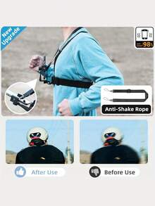 1pc Universal Phone Chest Strap Holder, Suitable For First-Person Perspective Shooting, Outdoor Smartphone POV Video Shooting, Phone Clip, Phone Chest Strap Holder - Multicolor - View 5