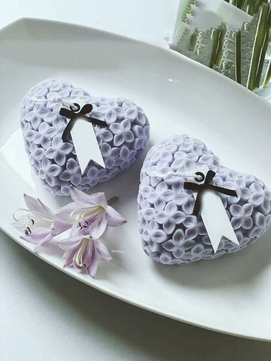 DIY Floral Heart-Shaped Silicone Candle Mold - For Home Decor, Plaster