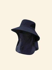 1pc Unisex Anti-UV Sun Protection Sun Hat With Neck Cover, Breathable Fishing, Hiking, Outdoor Hat, Windproof Wide Brim, Spring/Summer