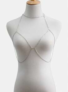 1 pieza Cadena para el pecho de moda sexy de Europa y Estados Unidos, accesorio de lencería sexy de cadena corporal de verano con diseño geométrico de alta gama para sesiones fotográficas callejeras