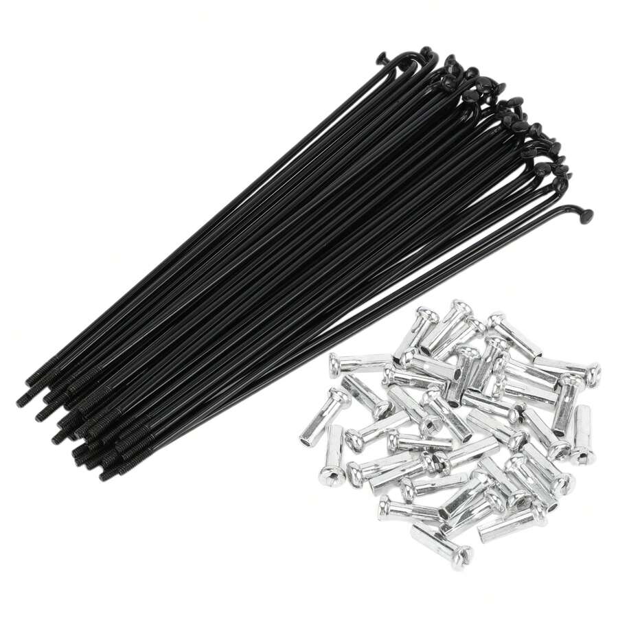 Bicycle Spokes Carbon Steel Bike Spoke With Nipples For Most Bicycle - 黑色 125mm 14G 36件碳鋼 - 查看 1