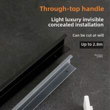 1pc Modern Simple Aluminum Alloy Hidden Furniture Cabinet Door Handle Side Installation Without Drilling Installation Wardrobe Cabinet Drawer Handle Furniture Hardware