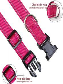 Adjustable Reflective Pet Collar, Prevents Dogs From Breaking Free, Glow In The Dark - Multicolor - View 8