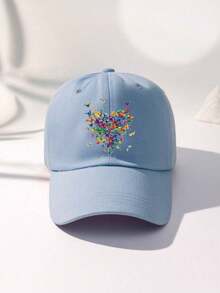 1pc Printed Heart Baseball Cap, Outdoor Adjustable Sun Ion Casual Hat, Suitable For Spring Autumn Travel Beach Holiday, Y2K Style Young Cap - Baseball Cap - View 12