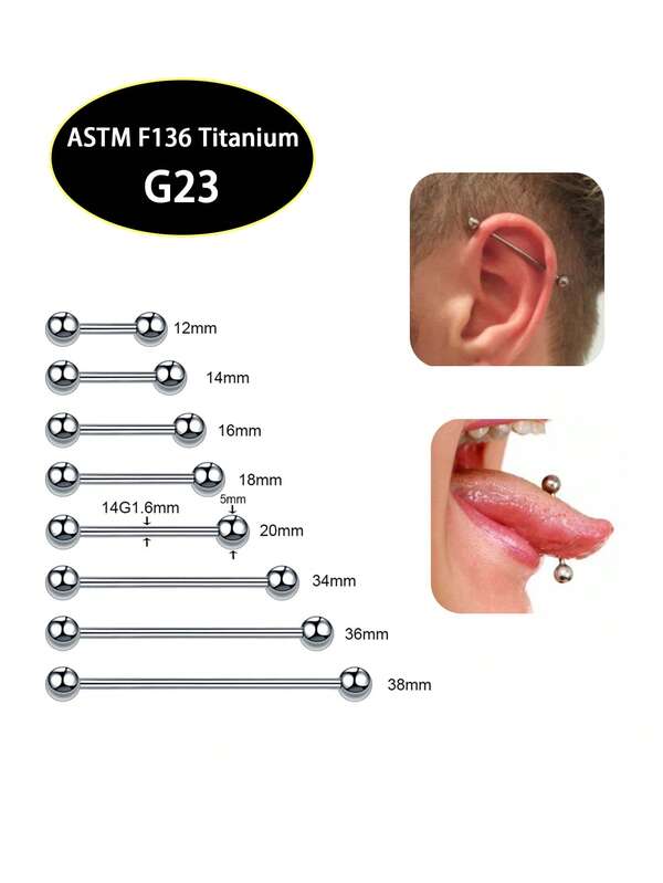 1 Stück G23 Titan-Legierung mit Gewinde, Zungen/Brust/Ohrdurchbohrung Schmuck, unisex Alltagskleidung