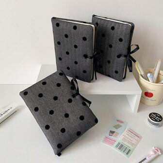 Polka Dot Ribbon Sketchbook Creative Student Journal Cloth Diary Notebook Gift