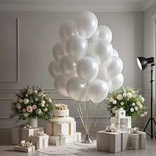 10/25/50/100pcs Pearl White Balloon Set, Ideal For Birthday, Wedding, Valentine's Day, Thanksgiving, Mother's Day, Halloween, Christmas, New Year, School Opening Ceremony, Graduation, Home Decor, Balloon Decorations, Balloon Party, Photography Prop Background, Photo Shoot Decor - Pearlescent White - View 5