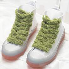 1 Pair Of Fluffy Cute INS Style Wide Lace Casual Shoe Accessory Rope For Women Shoes, Men Sneakers, Winter Shoes