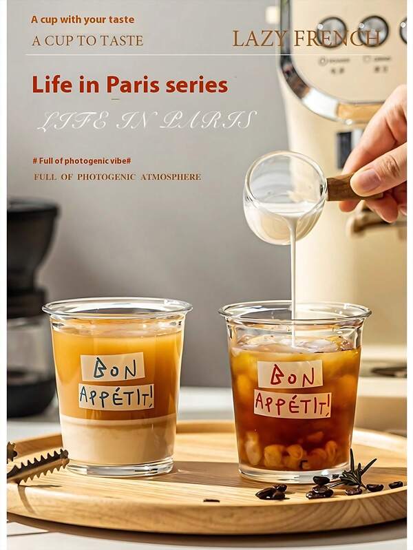 2 pièces Tasse à café en verre avec paille, maison, convient aux femmes, boire dr