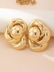 1 paire de boucles d'oreilles pendantes géométriques en métal doré exagéré de haute qualité, convenant pour le port quotidien des femmes - Or jaune - Voir 6