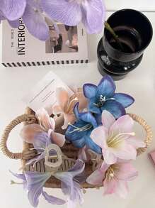 1 Stück doppelseitiger Lilien Blumen Haarclip für Frauen, vielseitiges elegantes Acryl Modehaaraccessoire, geeignet für Haarklammern, Haarklips, Haarklemmen, Haarkrallen, Haarschnallen in allen Jahreszeiten