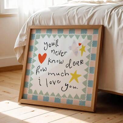 1pc Unframed Nursery Quote Cute Wall Art Canvas Poster Print Minimalist Baby Kids Room Decor Painting For Children Room,Playroom,Bedroom,Modern Home Decoration