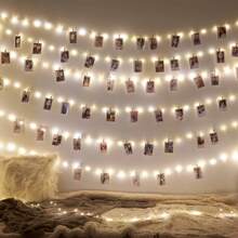 1pack 20/50 LED Photo Clips Copper Wire String Light With 20/50 Clear Clips Fairy DIY Hanging Lamp Suitable For Bedroom Wall Wedding Birthday Party Holiday Festival Activities Shop Garden Decoration