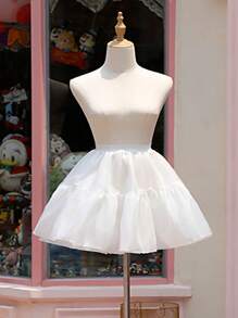 1 Stück weißer Kristallspitzen Petticoat Rock, weiches Tüll Unterrock für Lolita, Alltags Kleidung