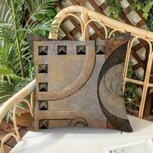 1 件/4 件户外复古几何印花防水防尘夏季亚麻花园/露台靠垫套装饰枕套，17.7 * 17.7 英寸/45x45 厘米 - 彩色 - 查看 7