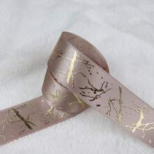 5 Yards 25mm Gift Ribbon Satin Marble Crack Pattern Golden Foil Printed Ribbon For Gift Wrapping Christmas Wedding Decor DIY Hair Bows Ribbon