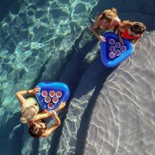 1pc Blue 6-Hole Floating Inflatable Triangle Drinks Cup Holder Swimming Pool Floats Table Bar Tray Coasters Summer Party Decoration