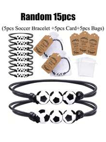 15/30/60 pièces Bracelet de soccer en vrac, ballon anti-stress de soccer avec porte-clés et porte-clés pour récompense, cadeau d'anniversaire thème soccer (aléatoire)