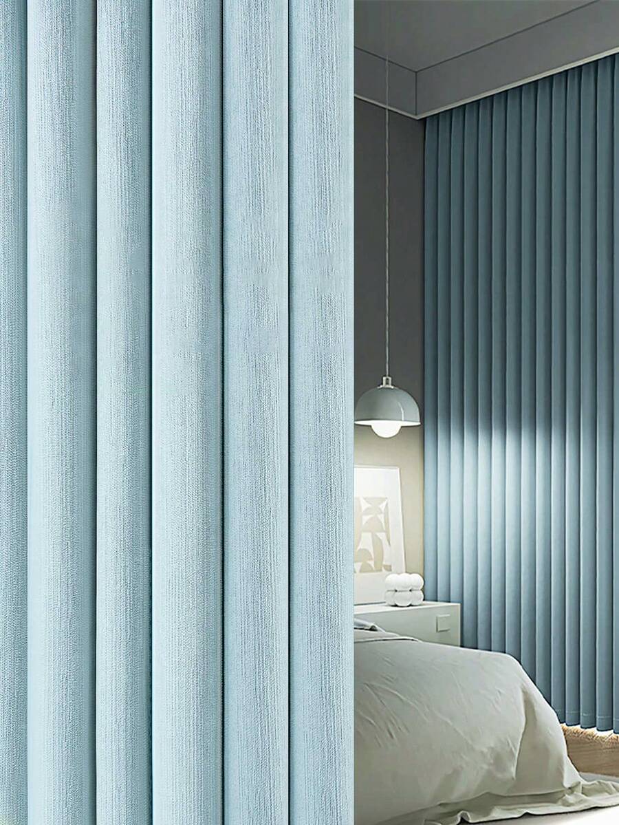 1pc Blue Blackout Curtains, Modern Elegant Style Thermal Insulated Curtain Panels For Living Room, Bedroom - Blue - View 1