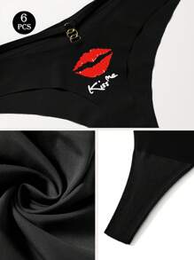 6 Packungen Damen nahtlose sexy Lippen-Muster Slips