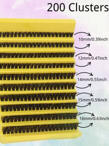10 Rows 200 Clusters Eyelashes, 80D Mix Full Curled Eyelashes, Natural Appearance Single Length DIY False Eyelashes Extensions Fluffy Volumized Individual False Eyelashes, Faux Mink Lashes, Resuable For Different Makeup Beauty, For Party, Wedding, Travel Use﻿, 10-16MM Mix Length