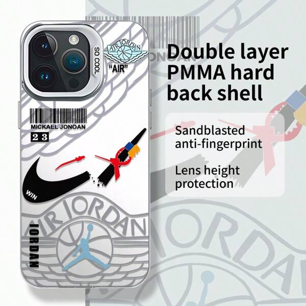 1pc Blue Human Black Dunk Basketball Player Design Hard Protective Phone Case, PMMA Material, Shock Absorbent, Personalized Compatible With Apple 6, 6S, 6 Plus, 6S Plus, 7, 7 Plus, 8, 8 Plus, X, XR, XS, Multiple Colors Available