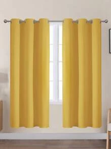 Estelar Textiler 2 Panels Solid Thermal-Insulated Blackout Curtains For Bedroom And Living Room For Protection Against Ultraviolet Rays,