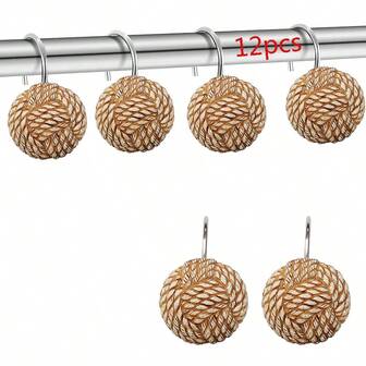 12 piezas de ganchos para cortina de ducha con nudo en estilo bohemio, anillos para cortina de baño para decoración del hogar, ganchos para cortina de ducha con temática náutica, accesorios de baño