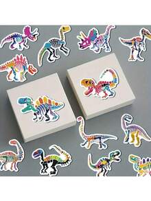 50Pcs Colorful Dinosaur Cartoon Stickers - Perfect For DIY Projects On Luggage, Notebooks, Water Bottles, Phone Cases, Guitars, And More! - Self-Adhesive, Durable PVC Material,School Supplies,Back To School - Multicolor - View 1