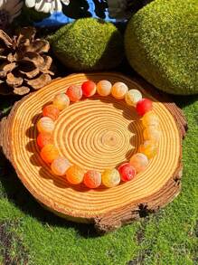 Pulseira de contas de ágata rachada estilo natural, 1 peça, para mulheres, uso diário, atrai riqueza e prosperidade, joia para presente em festivais e bênçãos