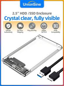 UnionSine 透明 2.5 英寸 SATA III HDD/SSD 外壳 - USB 3.0 外置硬盘盒，即插即用，旧硬盘复兴，免工具安装，便携，适用于笔记本电脑/台式机 - 白色 - 查看 3
