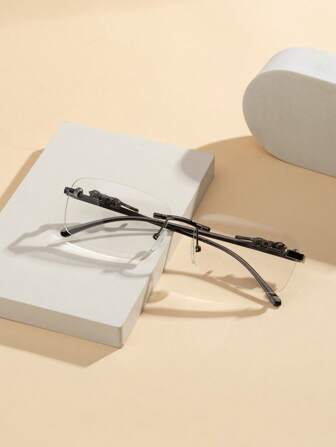 1 Pair Men's Black Frame Leopard Pattern Metal Vintage Non-Prescription Glasses, Fashionable Business Casual Suitable For Daily Wear, New Summer Item