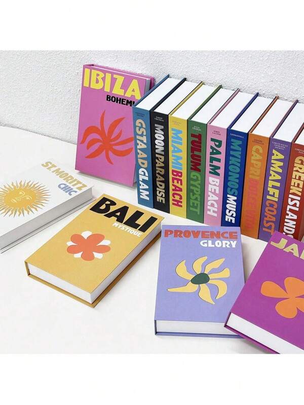 1 pièce Livre décoratif thème voyage pliable et coloré, modèle de livre de décoration de bureau/étagère minimaliste, accessoire pliant d'argent
