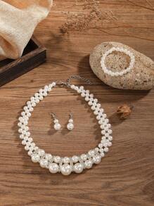 European And American Fashion Exaggerated Faux Pearl Jewelry Set