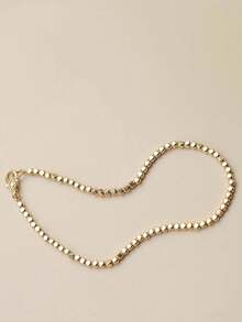 1pc S925 Sterling Silver Plated Gold Water Ripple Woven Simple Twisted Rope Chain Bracelet For Women, Minimalist And Versatile - Yellow Gold - View 2