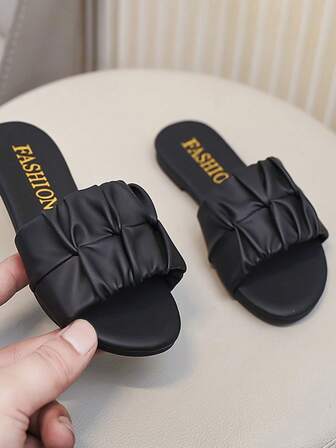 New Fashion Open Toe Flats Summer Sandals For Girls, Stylish Outdoor Slippers