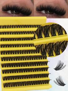 10 Rows 200 Clusters Eyelashes, 80D Mix Full Curled Eyelashes, Natural Appearance Single Length DIY False Eyelashes Extensions Fluffy Volumized Individual False Eyelashes, Faux Mink Lashes, Resuable For Different Makeup Beauty, For Party, Wedding, Travel Use﻿, 10-16MM Mix Length