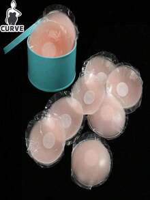 2/6/10PCS Reusable Women Breast Lift Nipple Cover Invisible Adhesive Strapless Backless Stick On Bra Silicone Breast Stickers With Iron Box Packing - Baby Pink - View 14