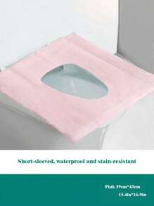 10 pièces Housse de siège de toilette jetable, grande couverture de siège de toilette en papier imperméable emballée individuellement, accessoires de voyage pour adultes, pour les toilettes publiques/avion/hôtel, décoration de salle de bain bleue/verte/rose