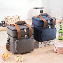 Yoawllty Insulated Lunch Bag, Reusable Waterproof Ice Refrigerated Large Capacity Oxford Cloth Lightweight Fresh-Keeping Bag For Work Or School Picnic(Black)