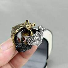 1pc Retro Metal Minimalist Bat Design Open Ring, Personalized Animal Ring For Men