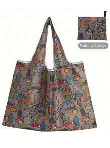 10pcs Reusable Foldable Polyester Shopping Bags With Fashionable Patterns, Suitable For High-Quality Shopping, Reusable Shopping Bags