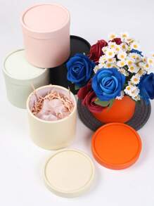 1pc Flower Packaging Round Box, Valentine's Day Luxury Paper Box With Lid, Gift Box, DIY Decoration Jewelry Storage Accessories For Weddings, Valentine's Day, Birthdays, Mother's Day, Christmas, Halloween